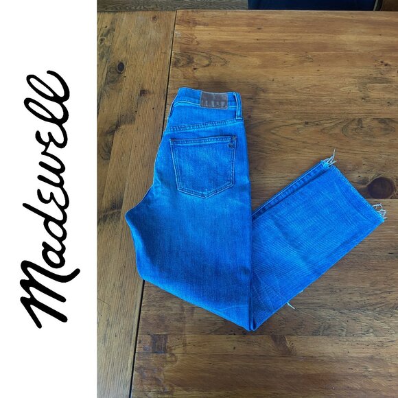 Madewell Denim - Like New The High-Rise Slim Boyjean Raw Hem Straight Leg Everyday Denim, Sz 24